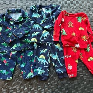 Carter's Kids Dinosaur and Holiday Pajama Set - Blue and Red